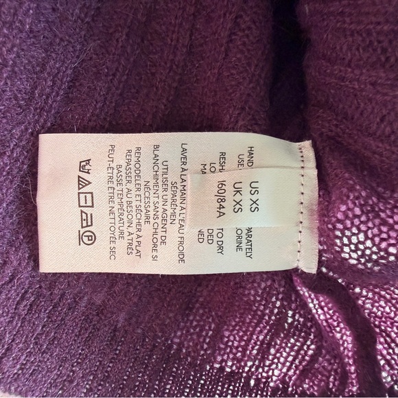 Free People Deep Plum V-Neck oversized cropped Sweater - Picture 6 of 8